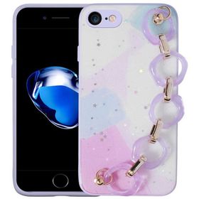 Evastore Apple iPhone 8 Simli Desenli El Askılı Tutacaklı Elsa Silikon Kapak Kılıf