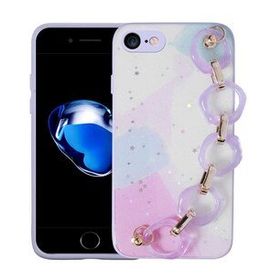 Evastore Apple iPhone SE 2020 Simli Desenli El Askılı Tutacaklı Elsa Silikon Kapak Kılıf