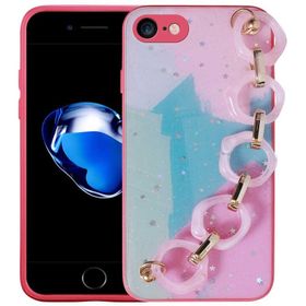 Evastore Apple iPhone SE 2020 Simli Desenli El Askılı Tutacaklı Elsa Silikon Kapak Kılıf
