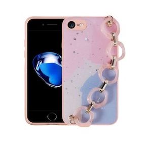 Evastore Apple iPhone SE 2022 Simli Desenli El Askılı Tutacaklı Elsa Silikon Kapak Kılıf