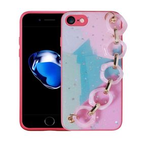 Evastore Apple iPhone SE 2022 Simli Desenli El Askılı Tutacaklı Elsa Silikon Kapak Kılıf