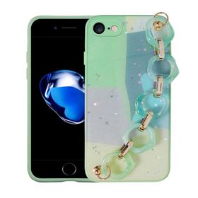 Evastore Apple iPhone SE 2022 Simli Desenli El Askılı Tutacaklı Elsa Silikon Kapak Kılıf