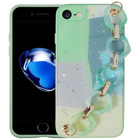 Evastore Apple iPhone SE 2022 Simli Desenli El Askılı Tutacaklı Elsa Silikon Kapak Kılıf
