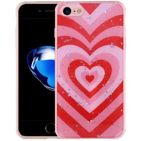 Evastore Apple iPhone SE 2022 Simli Desenli Kamera Korumalı Parlak Popy Kapak Kılıf