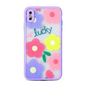 Evastore Apple iPhone XS 5.8 Fily Mor Çıçekli Kapak Kılıf