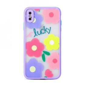 Evastore Apple iPhone XS 5.8 Fily Mor Çıçekli Kapak Kılıf
