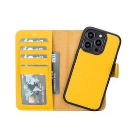 Evastore MWWN FL12 Sarı Apple iPhone 14 Pro Uyumlu Deri Cüzdanlı Kılıf