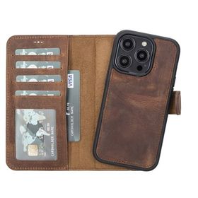 Evastore MWWN G2 Kahve Apple iPhone 14 Pro Uyumlu Deri Cüzdanlı Kılıf