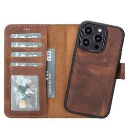 Evastore MWWN G2 Kahve Apple iPhone 14 Pro Uyumlu Deri Cüzdanlı Kılıf