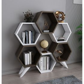 Evdekimoda Hexagon Ceviz Beyaz Kitaplık