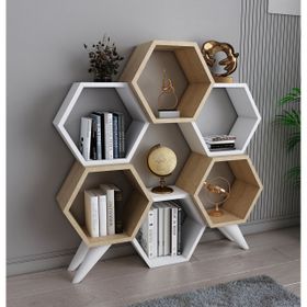 Evdekimoda Hexagon Safir Beyaz Kitaplık