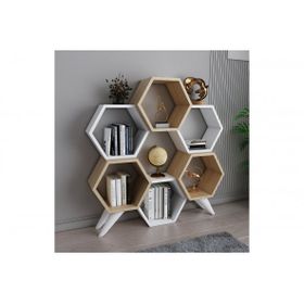 Evdekimoda Hexagon Safir Beyaz Kitaplık
