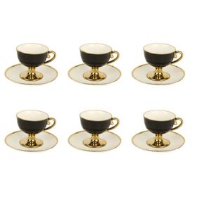 Evdema MTFK.0146 Siyah Vitale Swan Porselen Kahve Fincanı Takımı