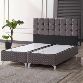 Evdemo Bengü Çift Kişilik Baza Başlık Gri 150x200 cm Yatak Seti