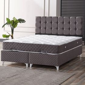 Evdemo Bengü Çift Kişilik Baza Başlık Gri 150x200 cm Yatak Seti