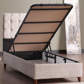 Evdemo Bengü Krem 90x190 cm Tek Kişilik Baza Başlık Set