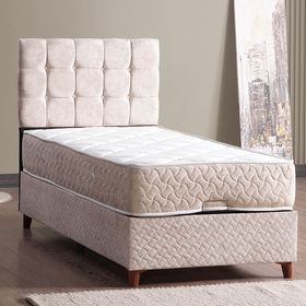 Evdemo Bengü Krem 90x190 cm Tek Kişilik Baza Başlık Set