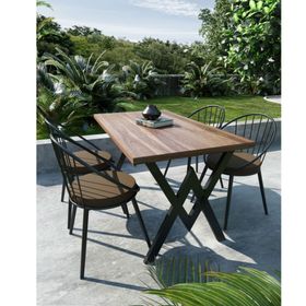 Evdemo Eylül 4 Kişilik Ceviz Kahve Balkon Bahçe Masa Takımı