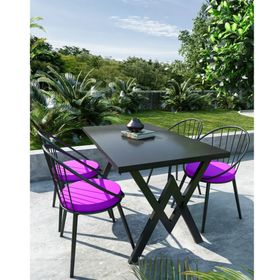 Evdemo Eylül 4 Kişilik Siyah Mor Balkon Bahçe Masa Takımı