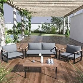 Evdemo Kobalt Gri Sehpalı 2+1+1 Bahçe Balkon Mobilyası