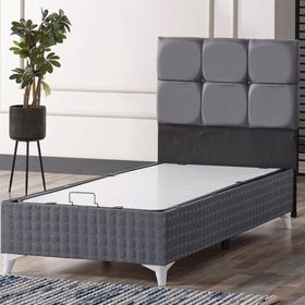 Evdemo Prestij Gri 90x190 cm Tek Kisilik Baza Başlık Set