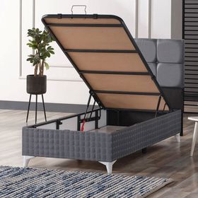 Evdemo Prestij Gri 90x190 cm Tek Kisilik Baza Başlık Set
