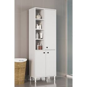 Evdemo Selen 170x58x31 cm Beyaz Çok Amaçlı Mutfak Banyo Dolabı