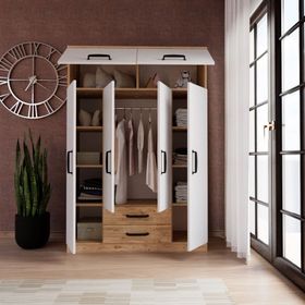 Evdemo Tema Atlantik Çam Beyaz 6 Kapaklı 2 Çekmeceli Gardrop