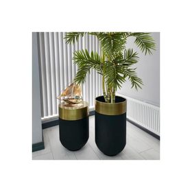 Evdeniste Dekoratif Eskitme Darbuka Siyah 70 cm Saksı +60 cm Sehpa