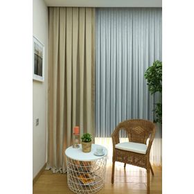 Evdepo Home Bej Düz Renk Pileli Soft 1-2 Seyrek Pile Tek Kanat 50x250 cm Fon Perde