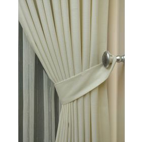 Evdepo Home Ekru Düz Renk Pileli Keten 1-2.5 Normal Pile Tek Kanat 280x260 cm Fon Perde
