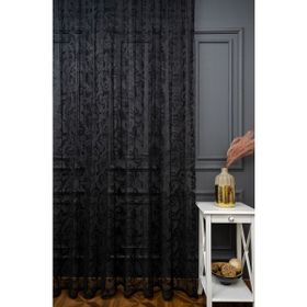 Evdepo Home Taç Şal Desen 1-2.5 Normal Pile Tek Kanat Siyah 560x250 cm Tül Perde