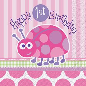 Event Party Store 1 Yaş Uğur Böceği Pembe Peçete
