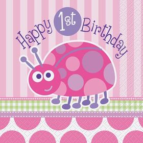 Event Party Store 1 Yaş Uğur Böceği Pembe Peçete