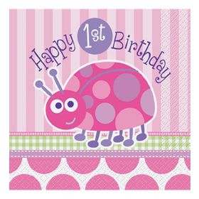 Event Party Store 1 Yaş Uğur Böceği Pembe Peçete
