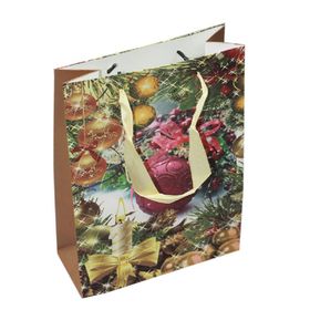 Event Party Store 18 cm X 23 cm 1 Adet Yılbaşı Karton Çanta Simli Top Ve Mum