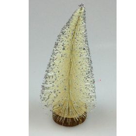 Event Party Store 20 cm Yılbaşı Krem Çam Ağacı Gümüş Karlı Masa Süsü