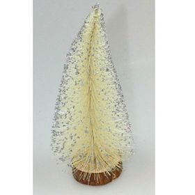 Event Party Store 40 cm Yılbaşı Krem Çam Ağacı Gümüş Karlı Masa Süsü
