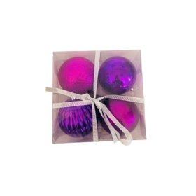Event Party Store 4'lü Set 10 cm Plastik Mor Yılbaşı Top Ağaç Süsü