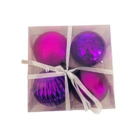 Event Party Store 4'lü Set 10 cm Plastik Mor Yılbaşı Top Ağaç Süsü