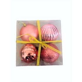 Event Party Store 4'lü Set 10 cm Plastik Rose Yılbaşı Top Ağaç Süsü