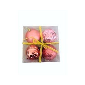 Event Party Store 4'lü Set 10 cm Plastik Rose Yılbaşı Top Ağaç Süsü