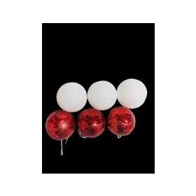 Event Party Store 6'lı Set 6 cm Kırmızı Beyaz Yılbaşı Top Ağaç Süsü