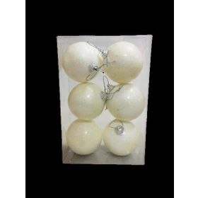 Event Party Store 6'lı Set 6 cm Simli Beyaz Yılbaşı Top Ağaç Süsü