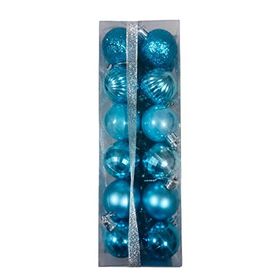 Event Party Store Açık Mavi 24'lü 4 cm Plastik Yılbaşı Top Ağaç Süsü Set