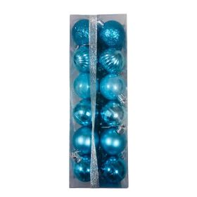 Event Party Store Açık Mavi 24'lü 4 cm Plastik Yılbaşı Top Ağaç Süsü Set