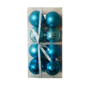 Event Party Store Açık Mavi 8 cm 8'li Plastik Yılbaşı Top Ağaç Süsü Set