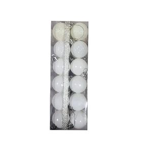 Event Party Store Beyaz 4 cm 24'lü Plastik Yılbaşı Top Ağaç Süsü Set