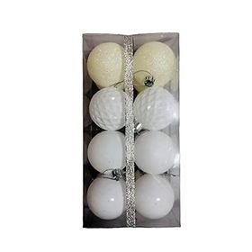 Event Party Store Beyaz 6 cm 16'lı Yılbaşı Top Ağaç Süsü Karma Set