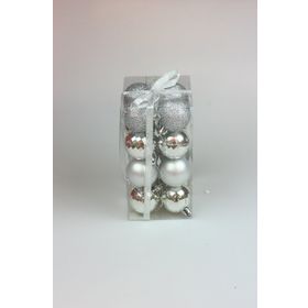Event Party Store Gümüş 5 cm 16'lı Yılbaşı Top Ağaç Süsü Karma Set
